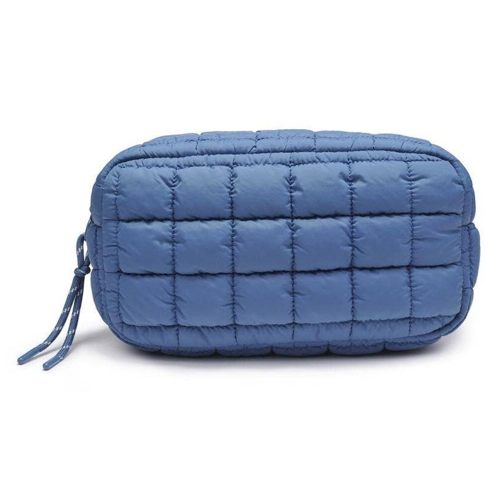 Cloud Nine Quilted Puffer Nylon Cosmetic Pouch Denim